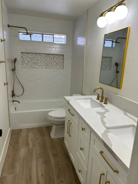 Bathroom remodeling project photo showing shower, tile or vanity work