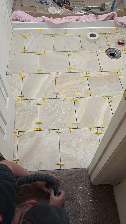 Flooring installation project photo showing LVP, tile or finished floor detail